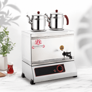 İki Demlikli Paslanmaz Çay Kazanı 25lik Elektrikli Çay Ocağı