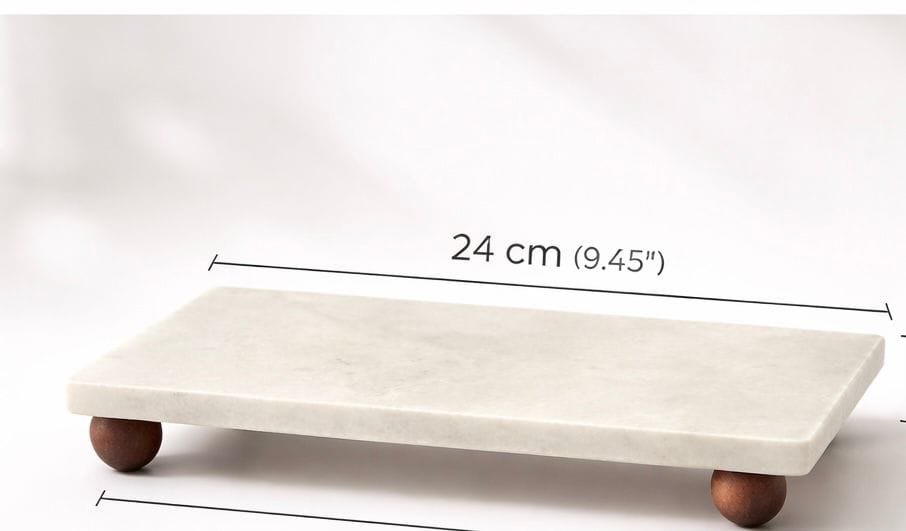 Dikdörtgen Mermer Sunum Standı – Ahşap Ayaklı Sunumluk (24×12 cm) - Görsel 2