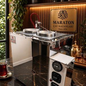 İki Demlikli Elektrikli Paslanmaz Ayna Etkili Çay Kazanı (24L – Tam Otomatik)