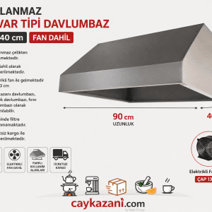 90x40 Paslanmaz Duvar Tipi Davlumbaz – Elektrikli Fan Dahil
