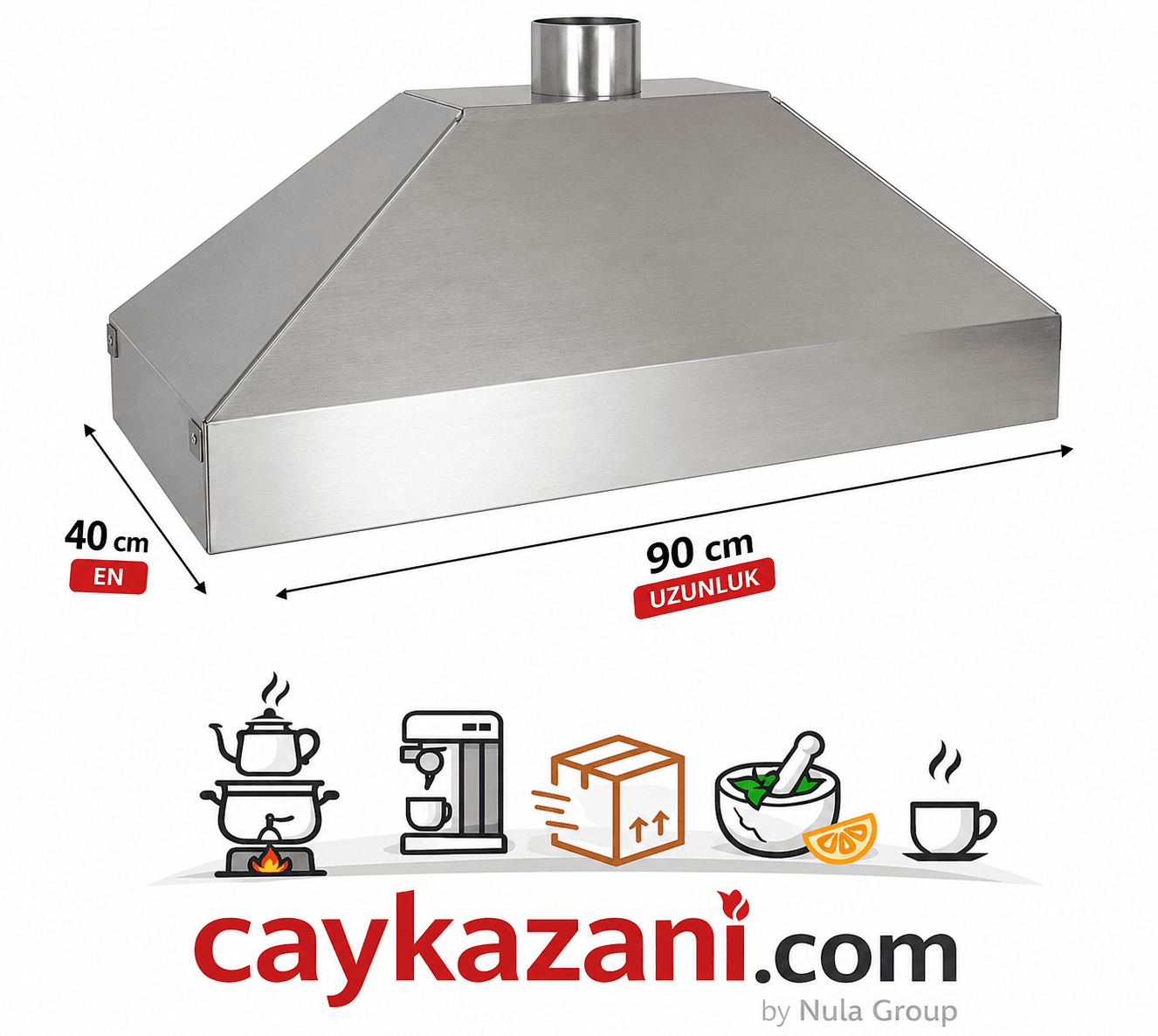 90x40 Paslanmaz Davlumbaz Tavan Tipi – Elektrikli Fanlı Endüstriyel Davlumbaz